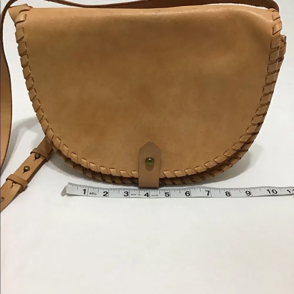 Madewell Leather Whip Stitch Natural Crossbody Bag